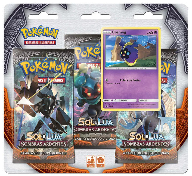 Blister Triplo - Sol e Lua 3 Sombras Ardentes Cosmog - Pokémon TCG - MoxLand